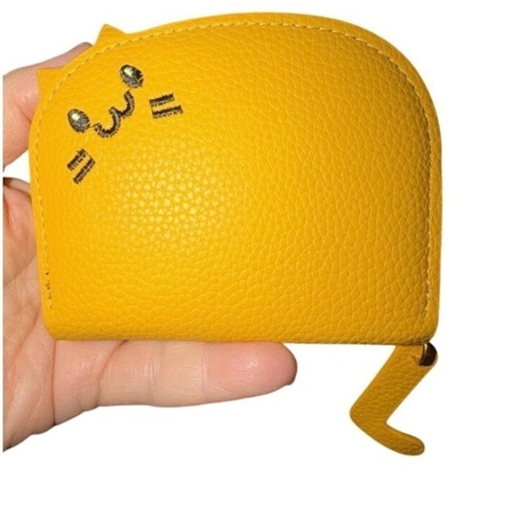 Cat Wallet Card‎ Case Card Holder yellow Faux Leather Wallet New Cute